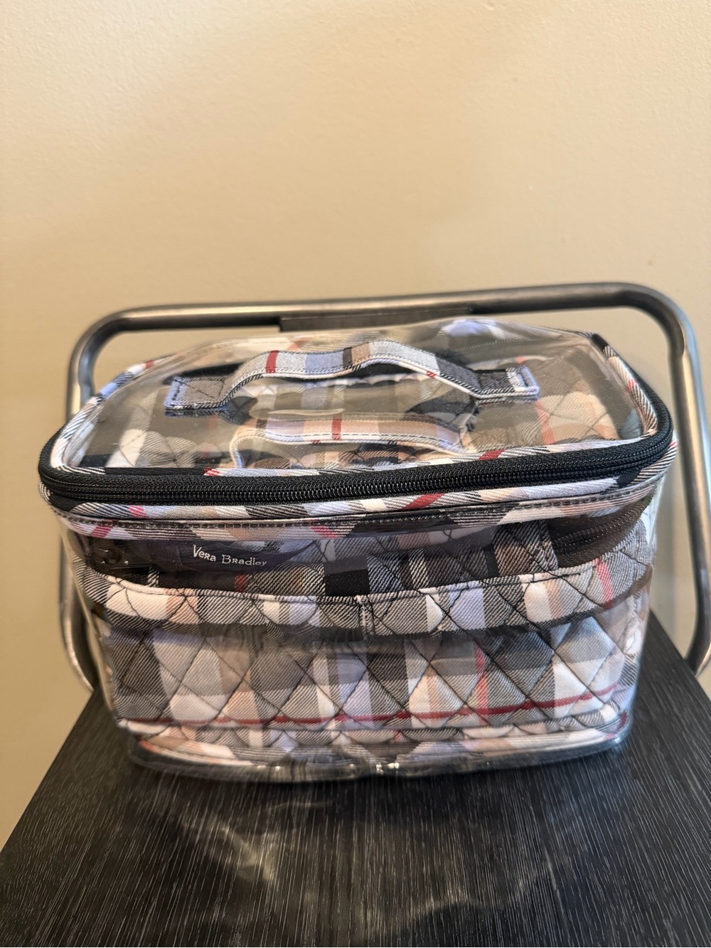 Vera Bradley Perfectly Plaid 4 Piece Cosmetic Makeup Travel Organizer Set